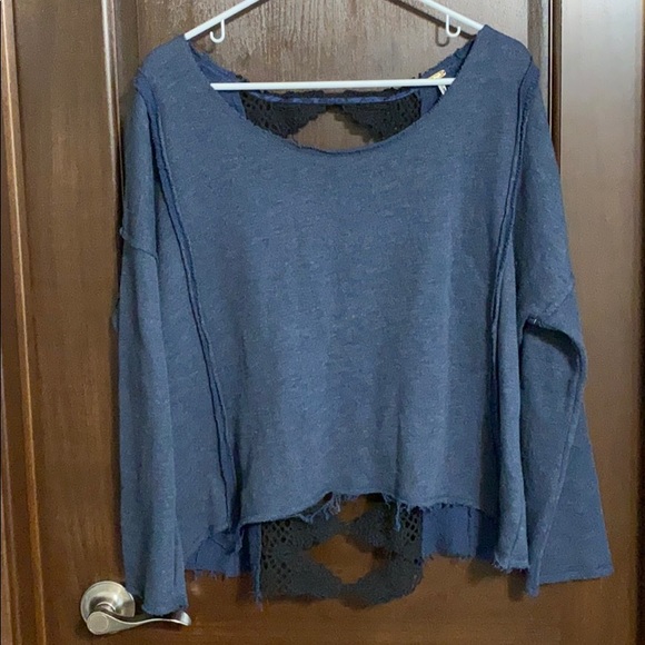 Free People Victoria Lace Crochet Back Sweatshirt - Picture 3 of 7
